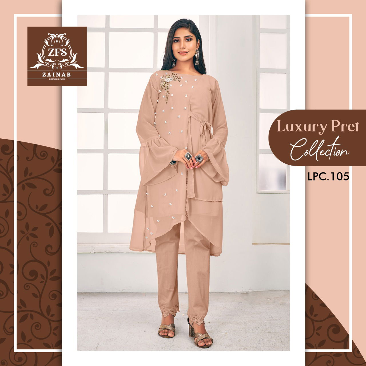 Zainab Fashion Studio Ipc 105 Georgette Party Wear Latest Top With Bottom